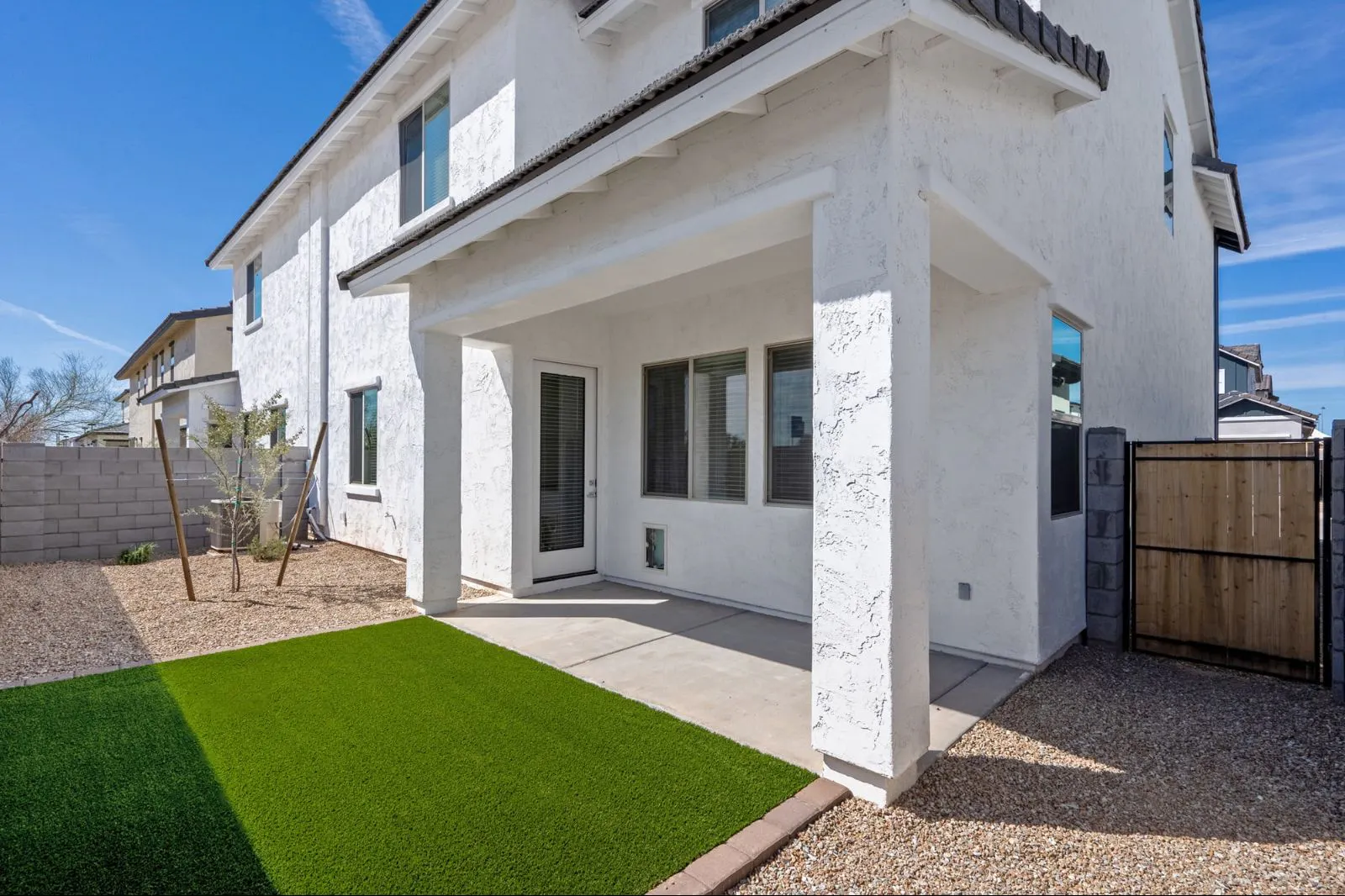 Back patio with grass