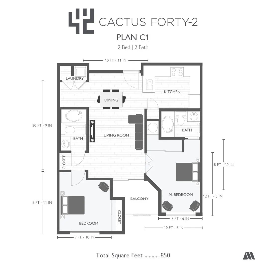Floor-plan diagram at Cactus Forty-2.