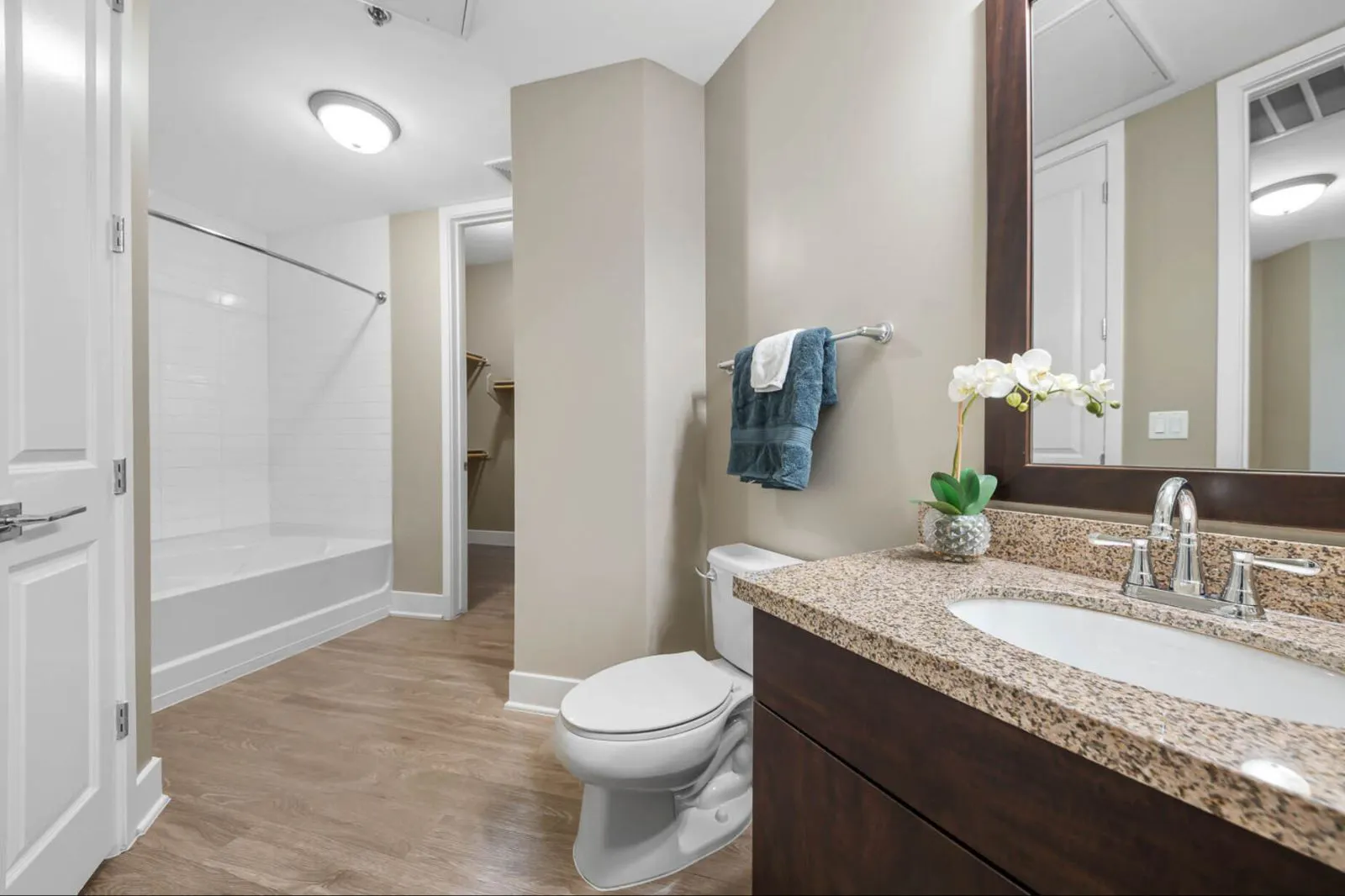 Apartment bathroom at CityScape Residences.