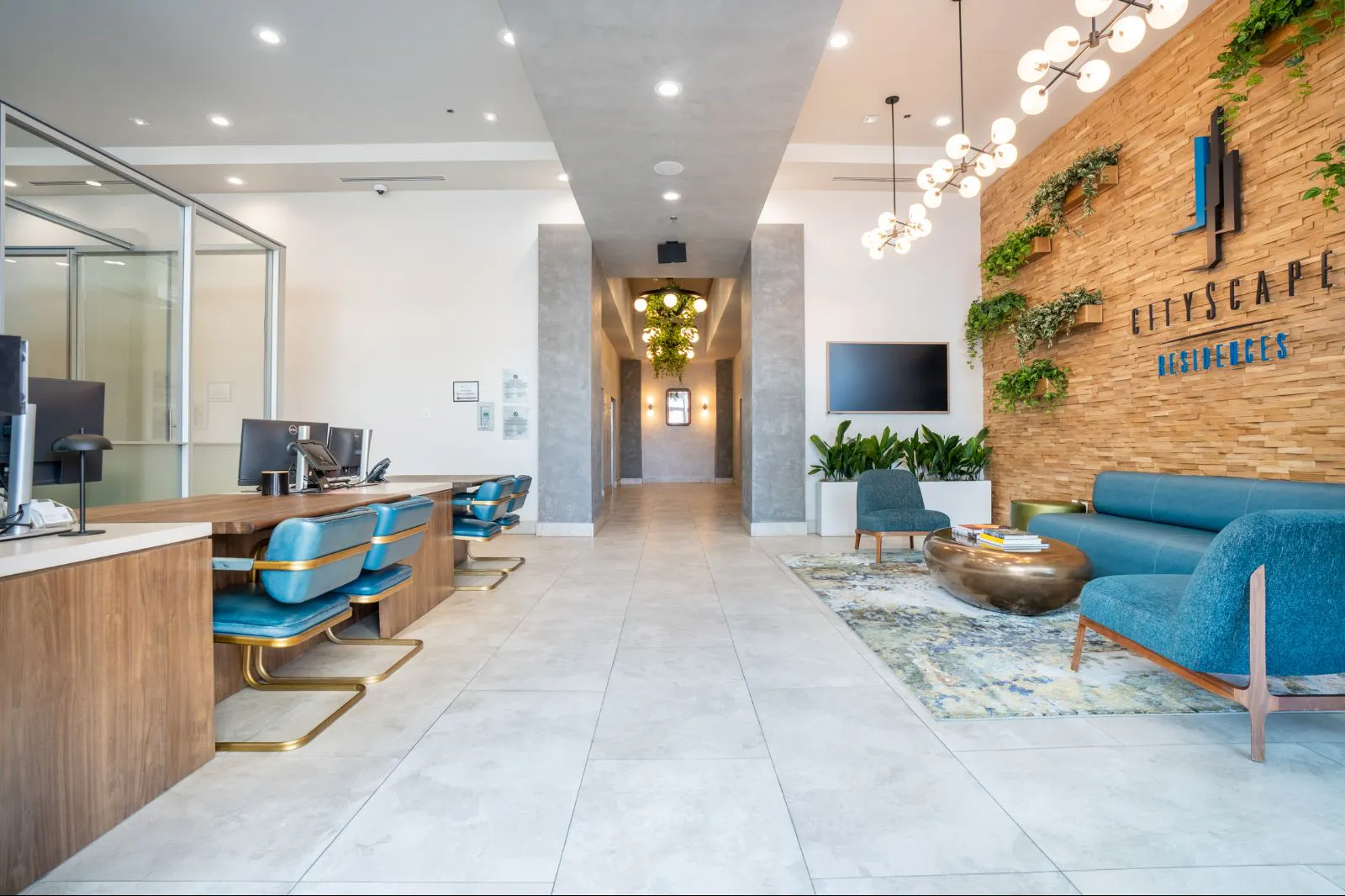 Shared interior space at CityScape Residences.