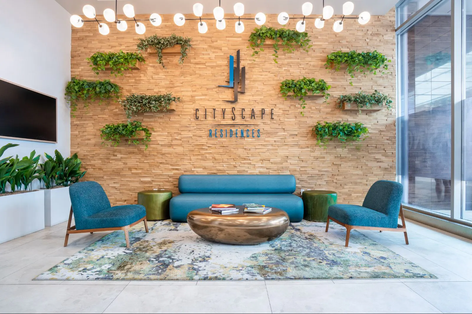 Shared interior space at CityScape Residences.