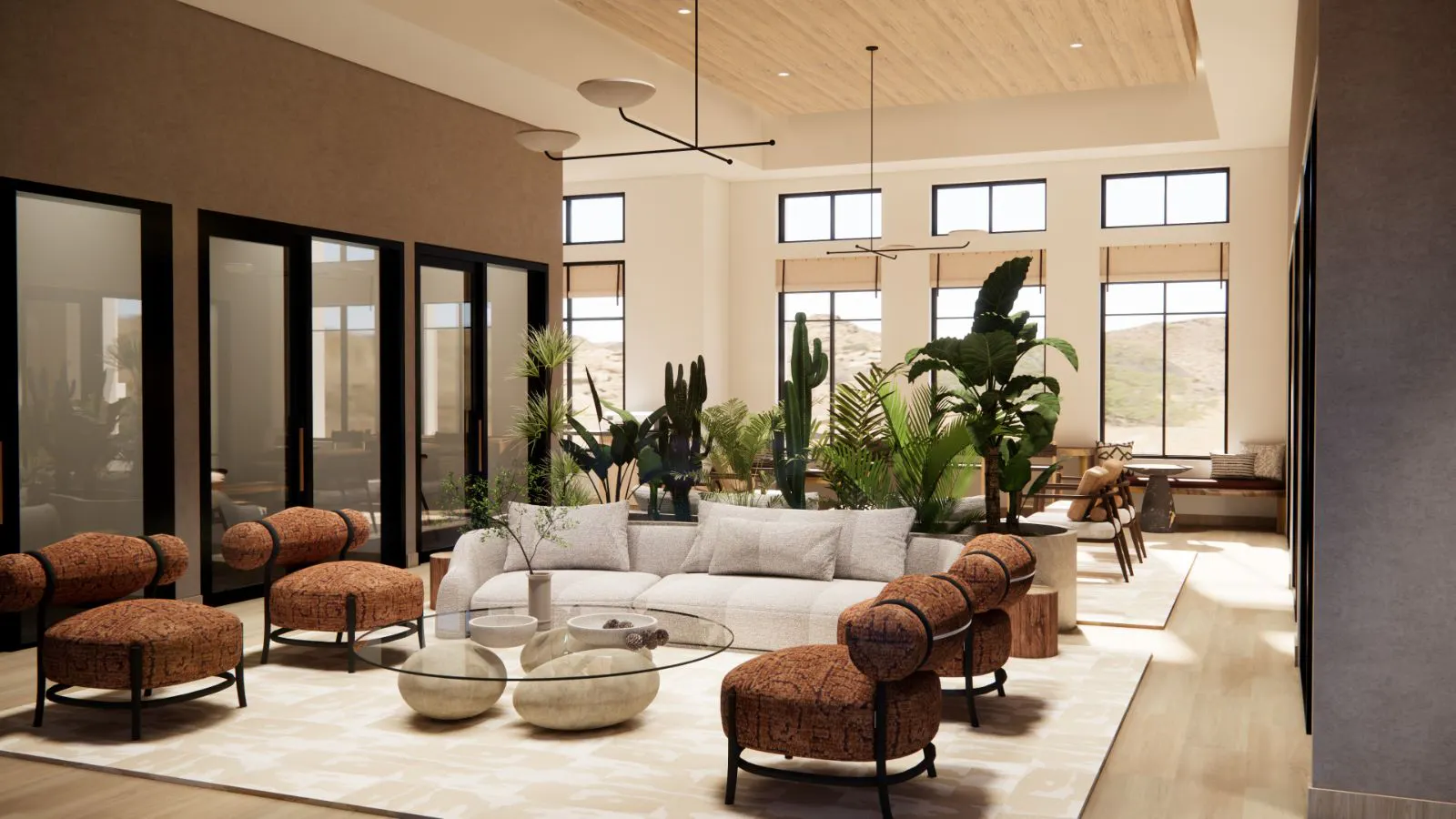 Renovated sunlit coworking lounge seating at Redstone SanTan Village