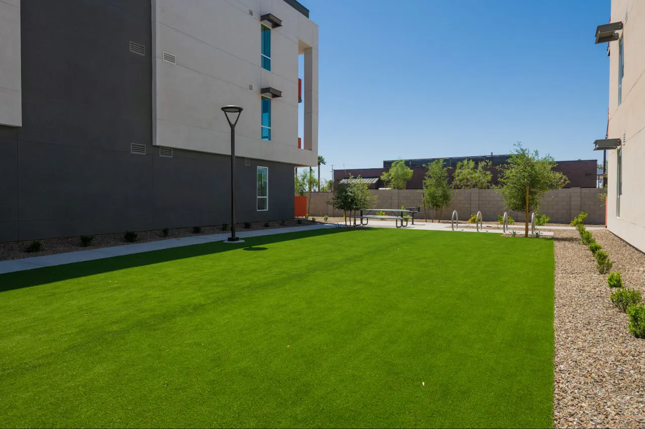 Shared outdoor space at Residences at Falcon Park.