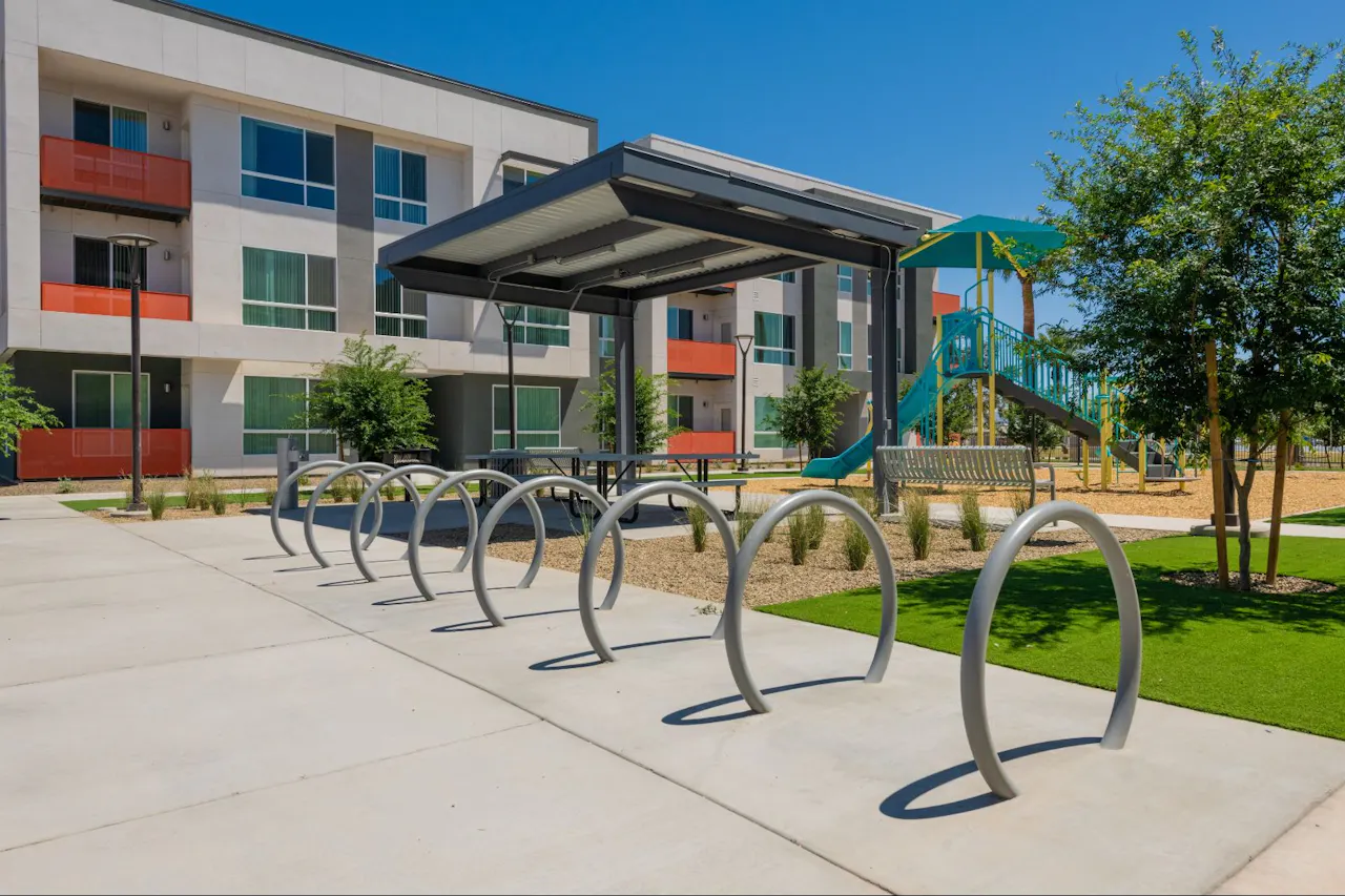 Shared outdoor space at Residences at Falcon Park.
