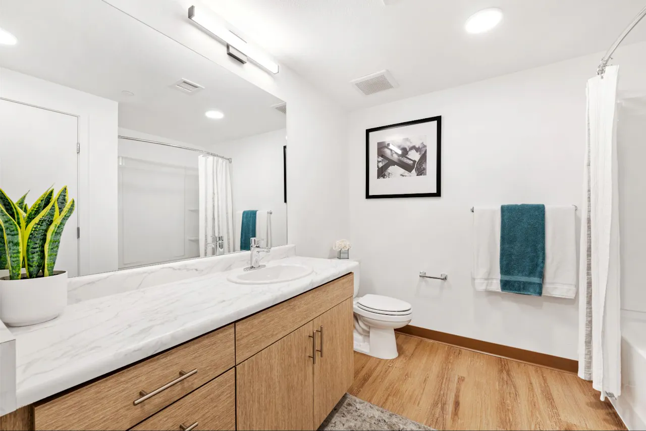 Apartment bathroom at Residences at Falcon Park.