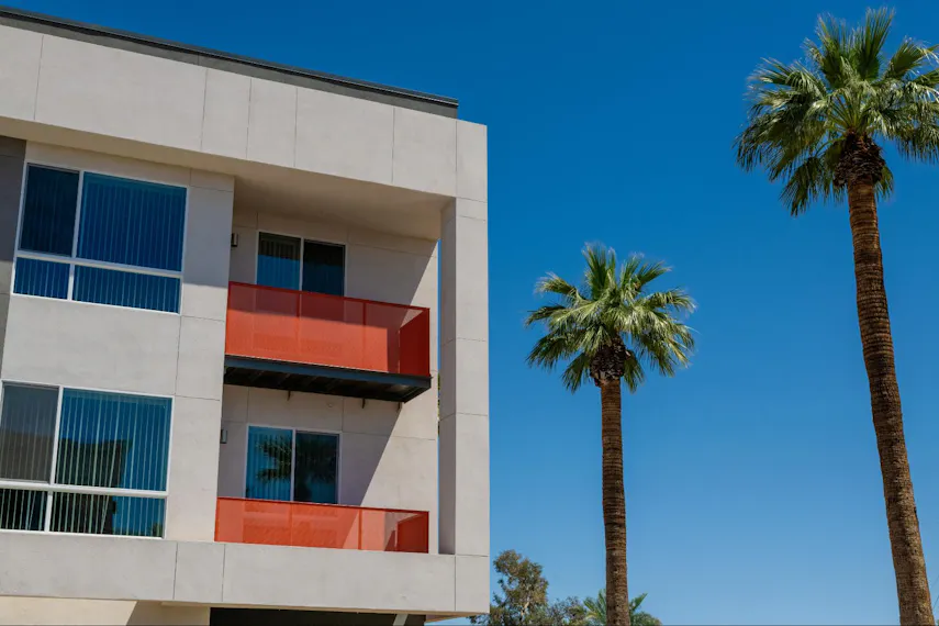 Building exterior at Residences at Falcon Park.