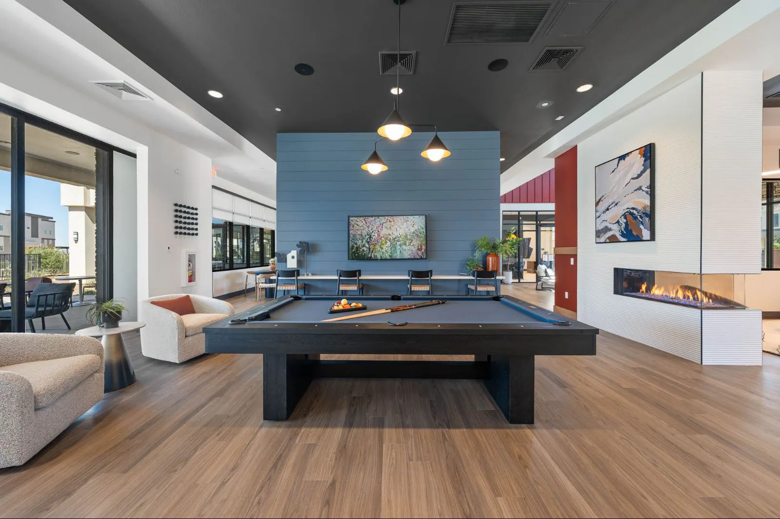 Resident lounge pool table