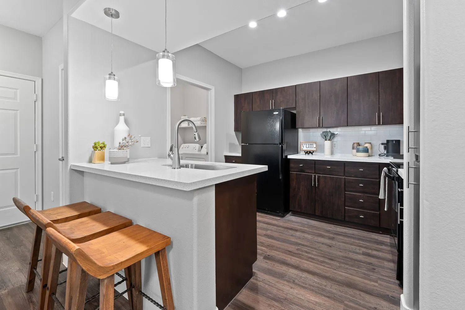 Apartment kitchen — representative home at Spectra on 7th South.