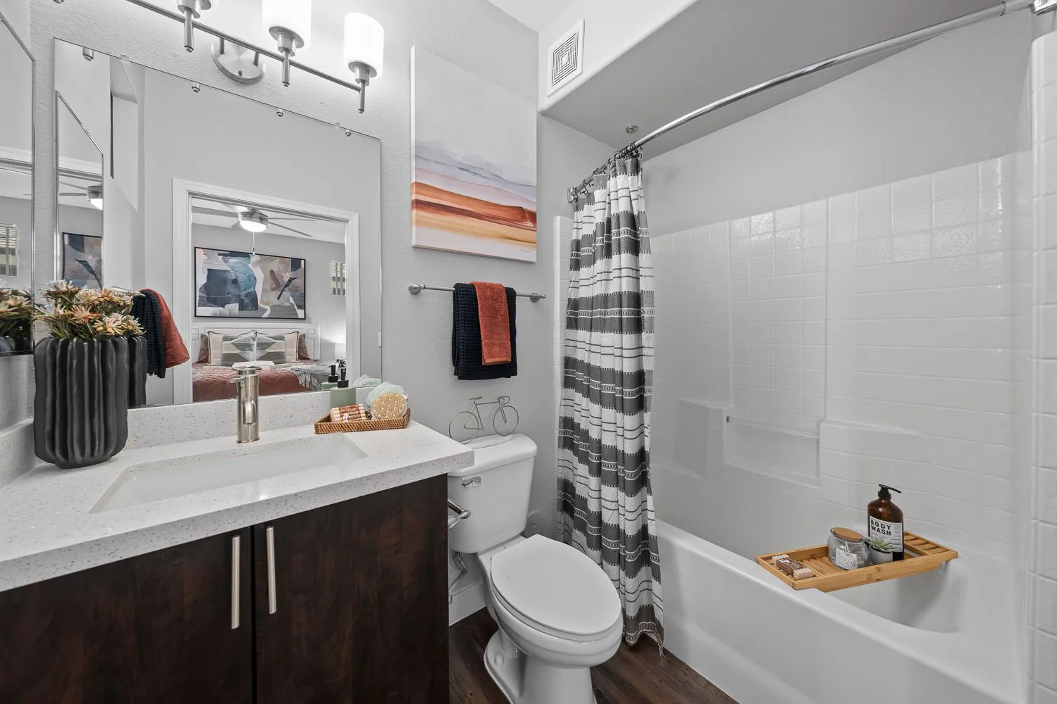 Apartment bathroom — representative home at Spectra on 7th South.