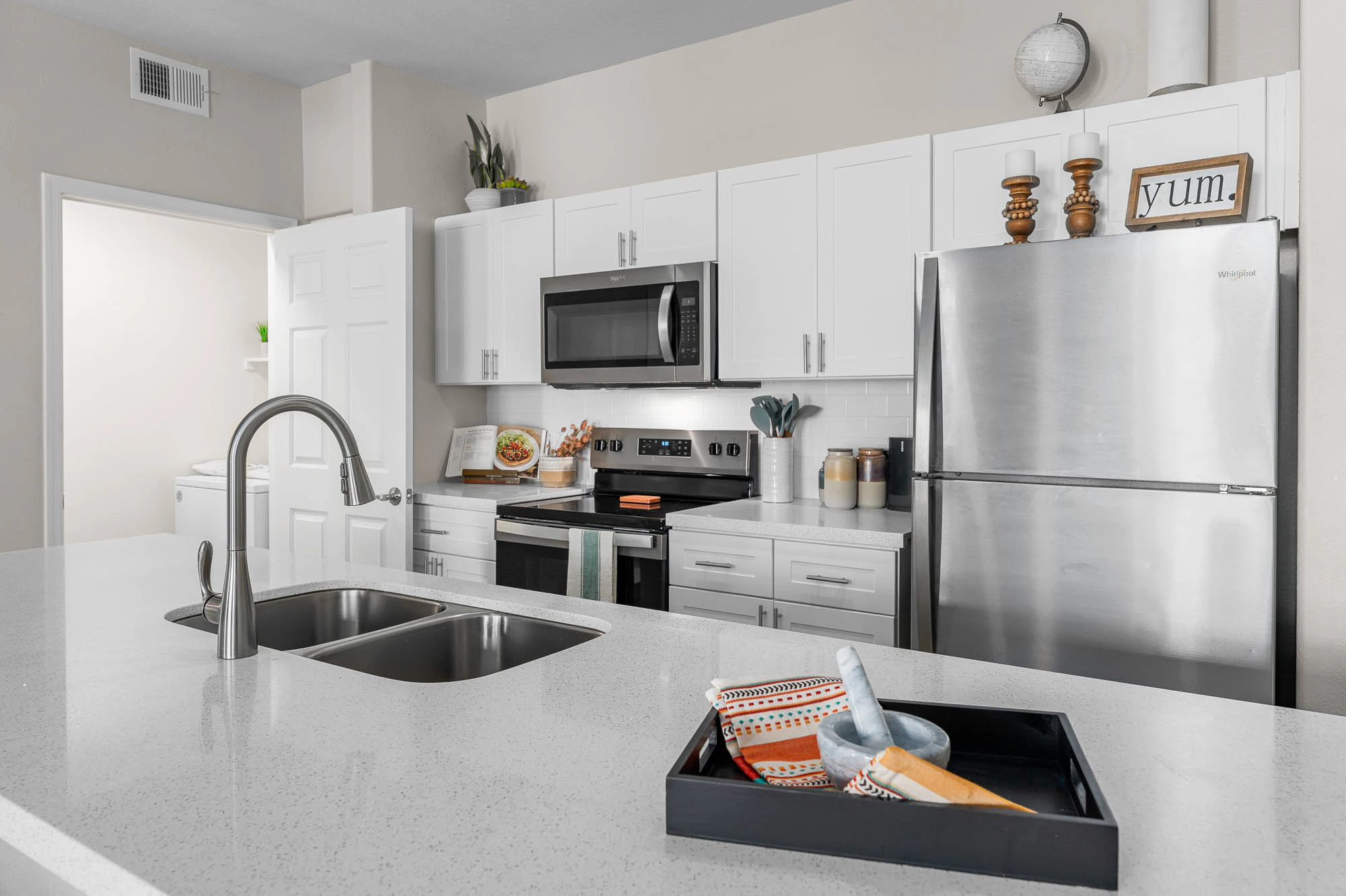 Apartment kitchen — representative home at Spectra on 7th South.