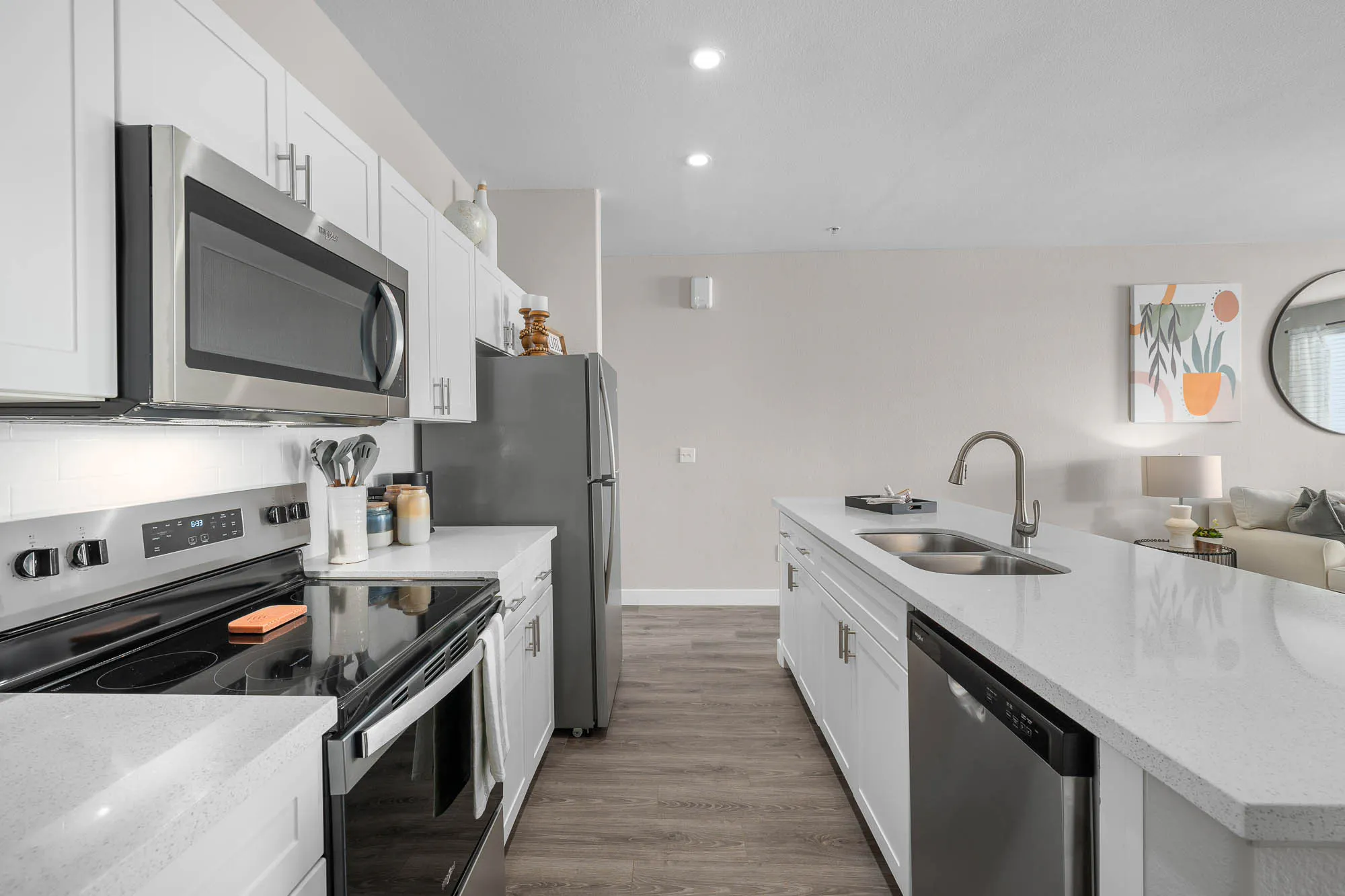 Apartment kitchen — representative home at Spectra on 7th South.