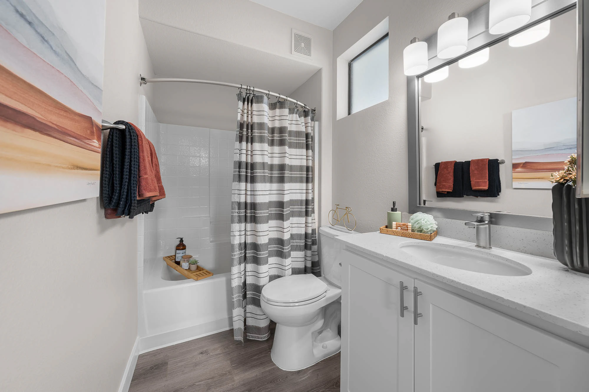 Apartment bathroom — representative home at Spectra on 7th South.