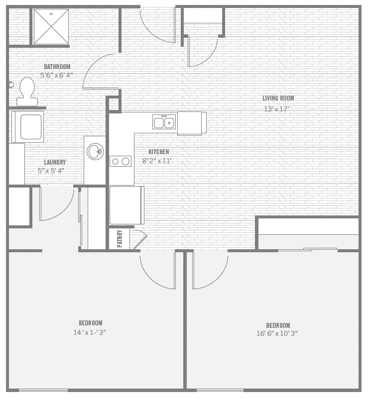 B4 two-bedroom layout · 892 sq ft at The Charleston.