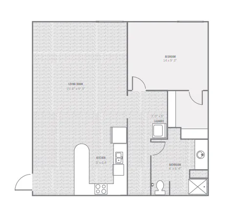 A3 one-bedroom layout · 966 sq ft at The Charleston.