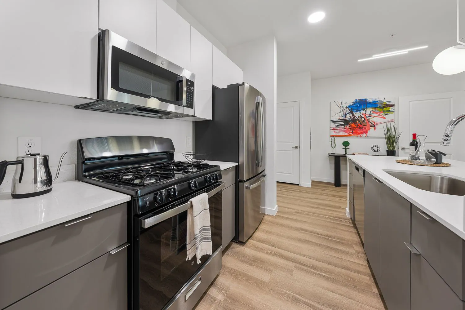 Apartment kitchen — representative home at The M at Shadow Mountain.