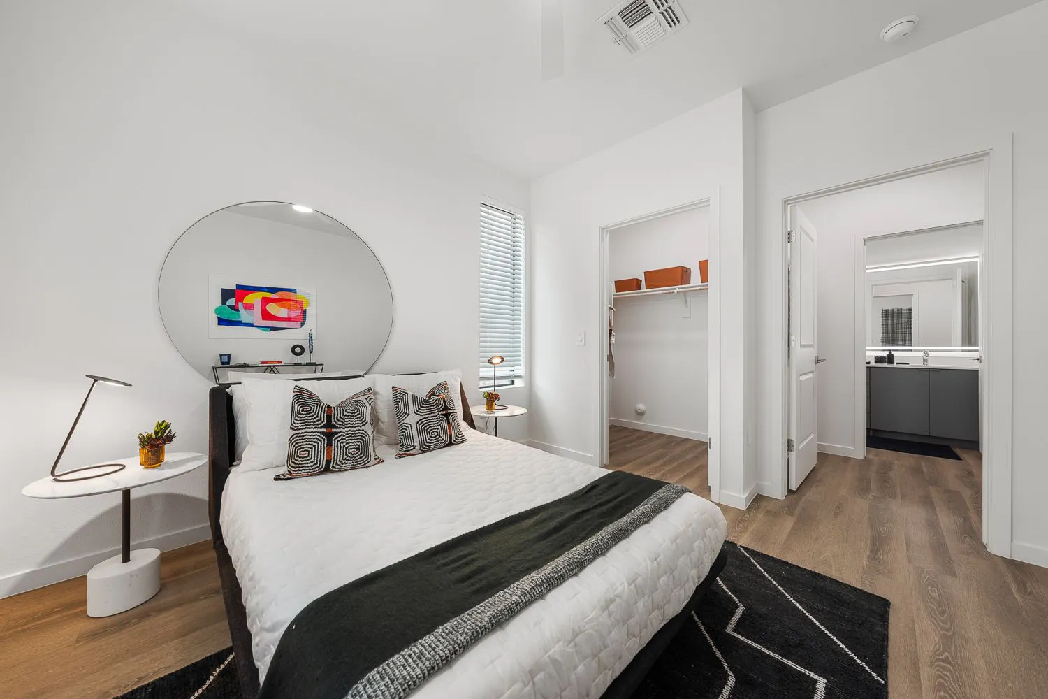 Furnished bedroom shown — representative home at The M at Shadow Mountain.