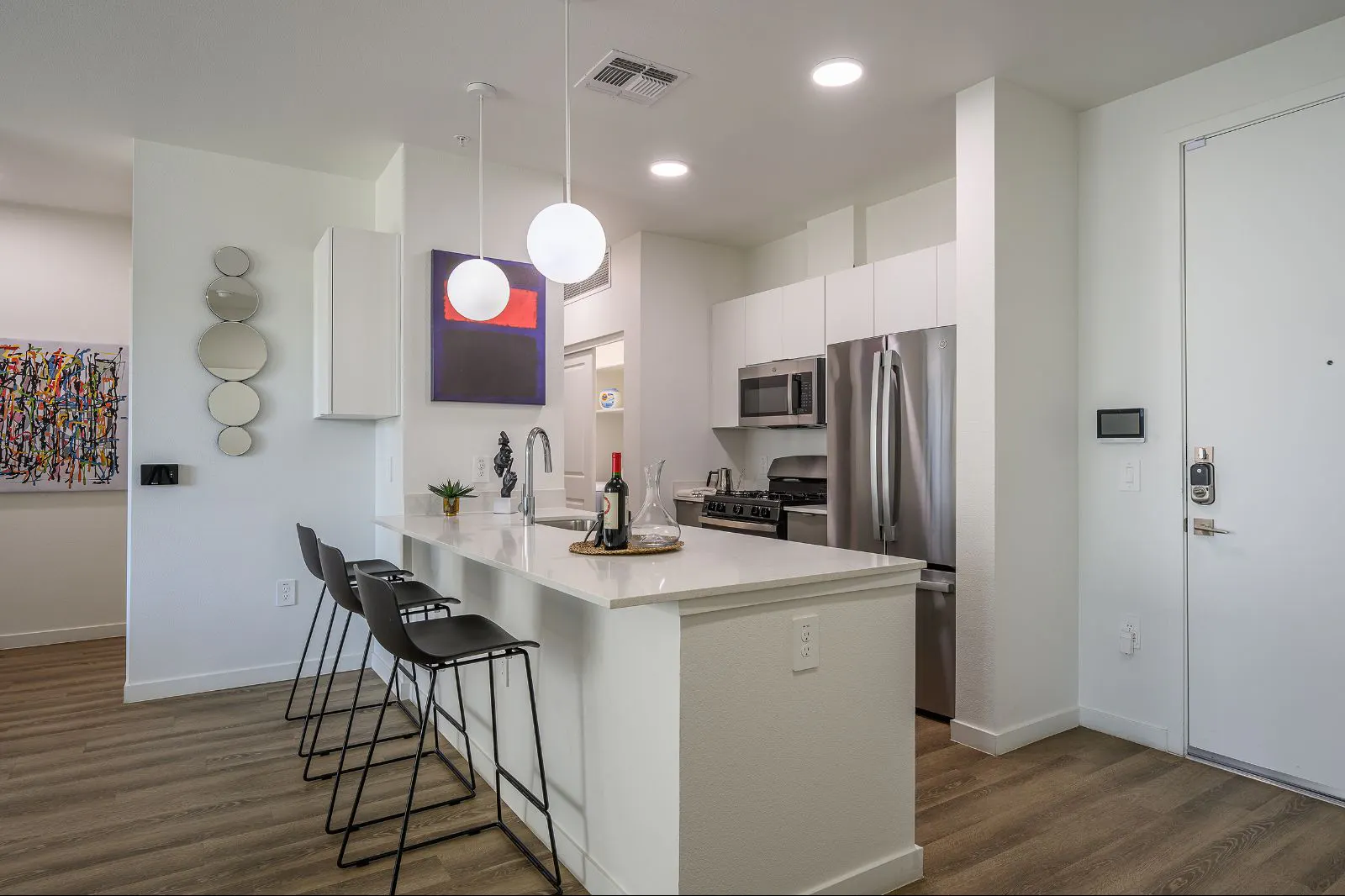 Apartment kitchen — representative home at The M at Shadow Mountain.